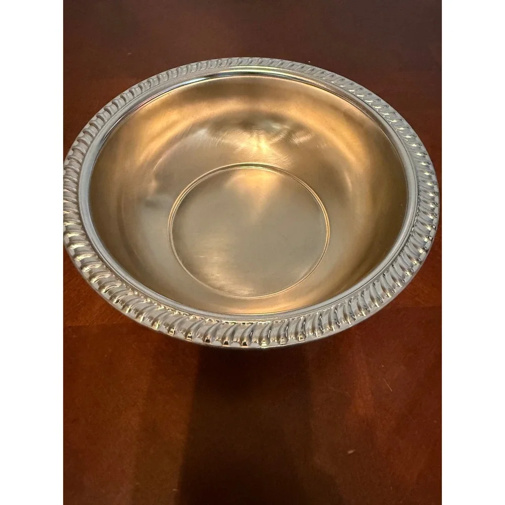 Shelton-Ware NYC Vintage Chrome Serving Bowl Gadroon Rope Twist Rim
